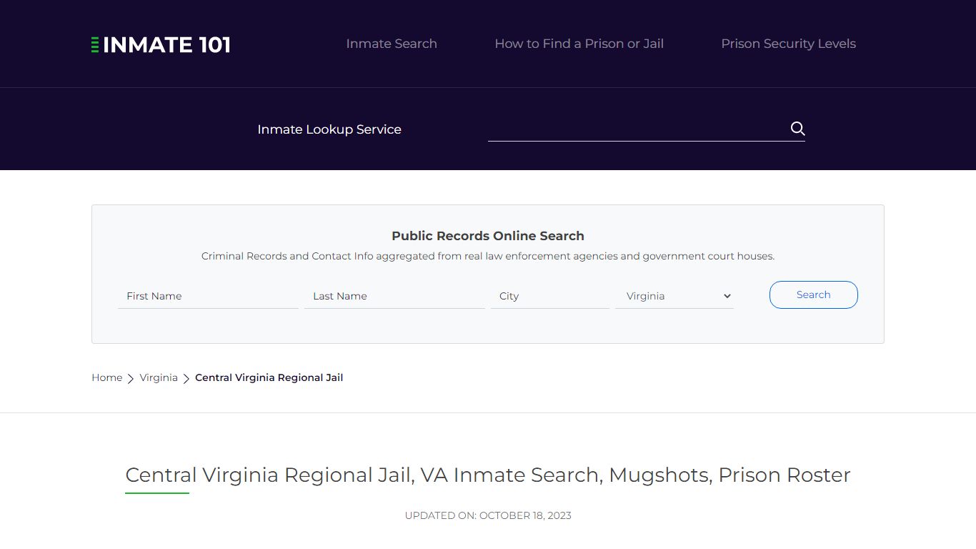 Central Virginia Regional Jail, VA Inmate Search, Mugshots, Prison ...